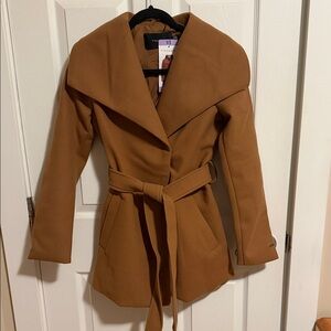 Tan Women's Coat with Belt